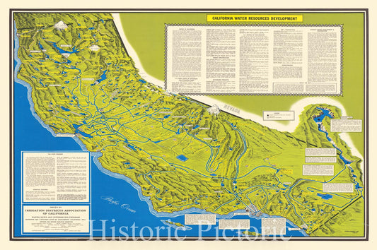 California Water Resources Development Map, 1968 | Historical Topographic Print