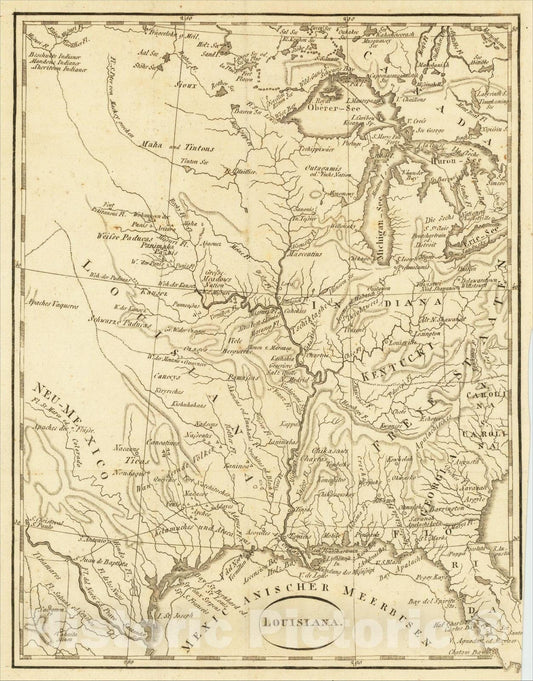 Historic Map : Louisiana (Louisiana Territory), 1814, T.F. Ehrmann, Vintage Wall Art