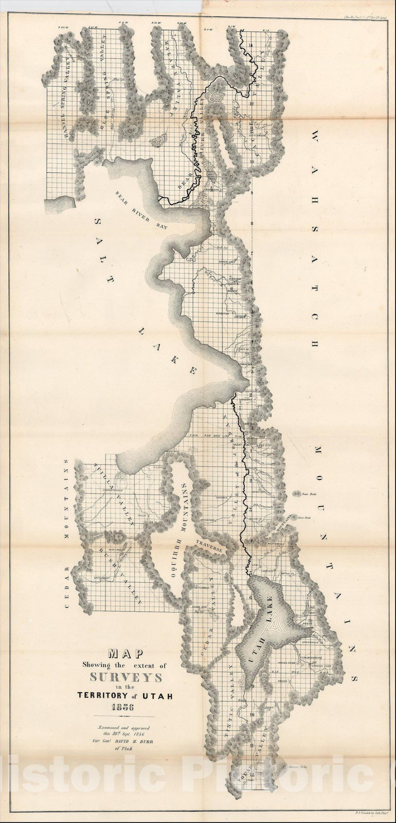 Historic Map : Map Showing the extent of Surveys in the Territory of Utah 1856, 1856, U.S. Surveyor General, v2, Vintage Wall Art