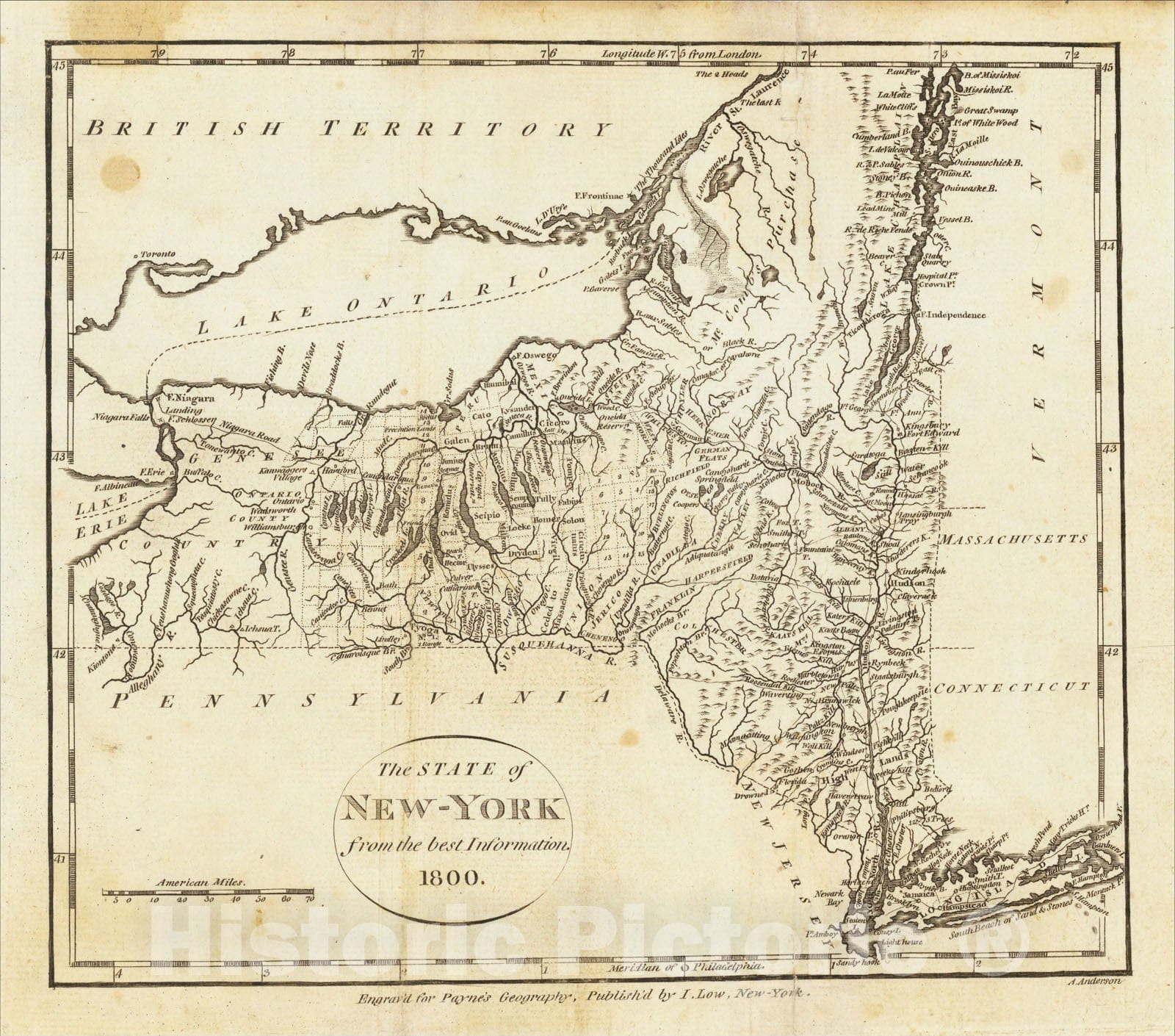 Historic Map : The State of New York from the best Information 1800, 1800, John Payne, Vintage Wall Art