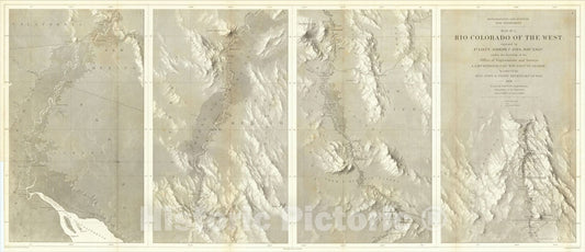 Historic Map : Rio Colorado of the West, 1858, Joseph C. Ives, Vintage Wall Art