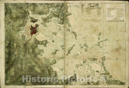 Historic Map : [Boston Harbor], 1775, Joseph Frederick Wallet Des Barres, Vintage Wall Art