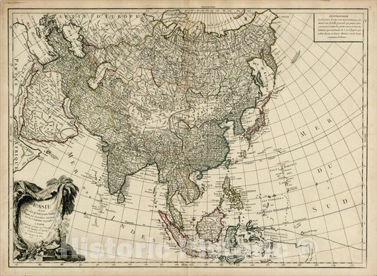 Historic Map : L'Asie Divisee en ses Principaux Etats, 176, 1760, Jean Janvier, Vintage Wall Art