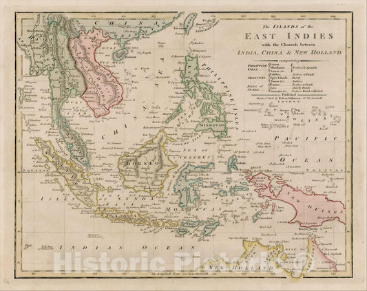 Historic Map : The Islands of the East Indies with the Channels between India, China & New Holland, 186, 1806, Robert Wilkinson, Vintage Wall Art