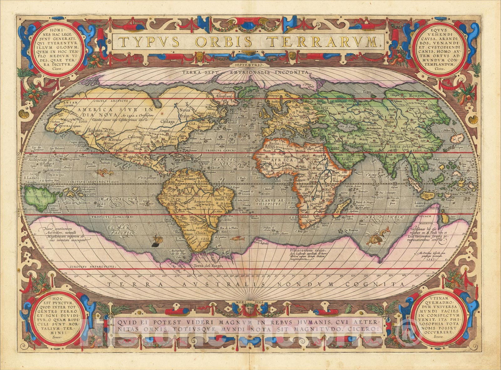 Historic Map : Typus Orbis Terrarum, 1603, Abraham Ortelius, Vintage Wall Art