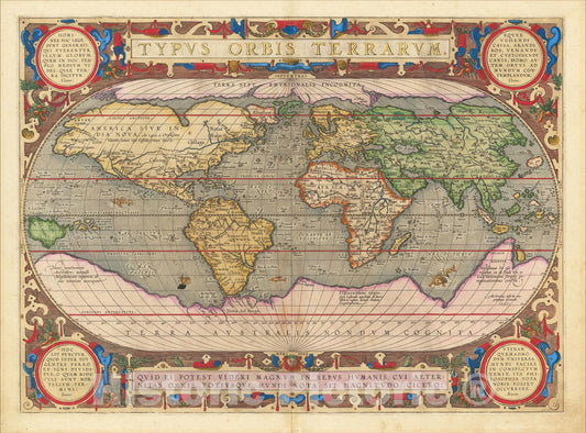 Historic Map : Typus Orbis Terrarum, 1603, Abraham Ortelius, Vintage Wall Art