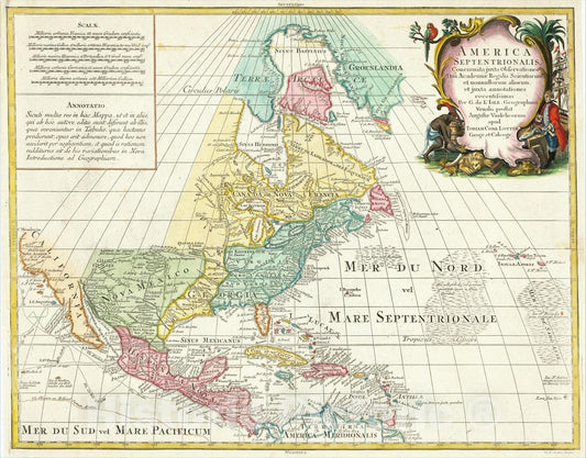 Historic Map : America Septentrionalis Concinnata juxta Observationes, 1760, Tobias Conrad Lotter, Vintage Wall Art