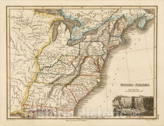 Historic Map : United States [Franklinia], 1810, John Thomson, v1, Vintage Wall Art