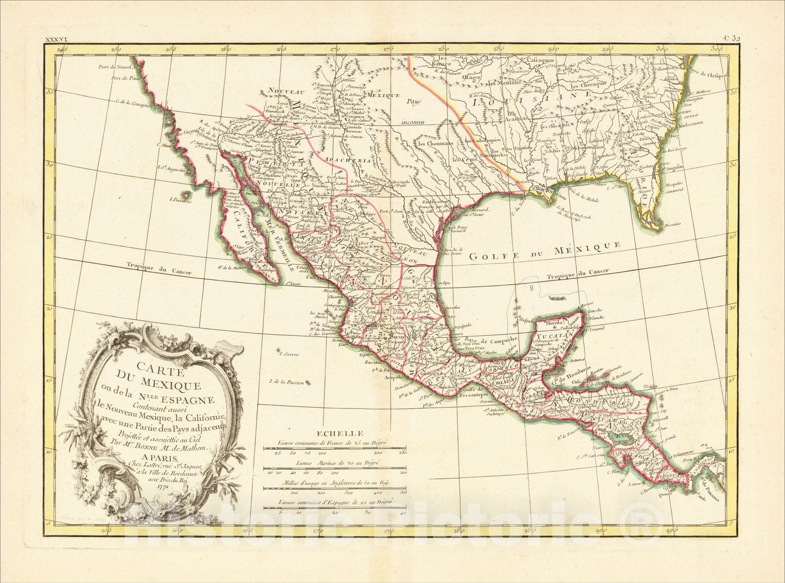Historic Map : Carte Du Mexique ou de la Nlle. Espagne Contenant aussi le Nouveau Mexique, la Californie, avec une Partie des Pays adjecents, 1771, 1771, v2, Vintage Wall Art