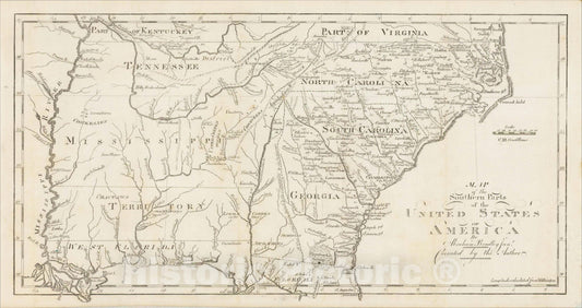 Historic Map : Map of the Southern Parts of the United States of America By Abraham Bradley Junr., 1797, Jedidiah Morse, Vintage Wall Art