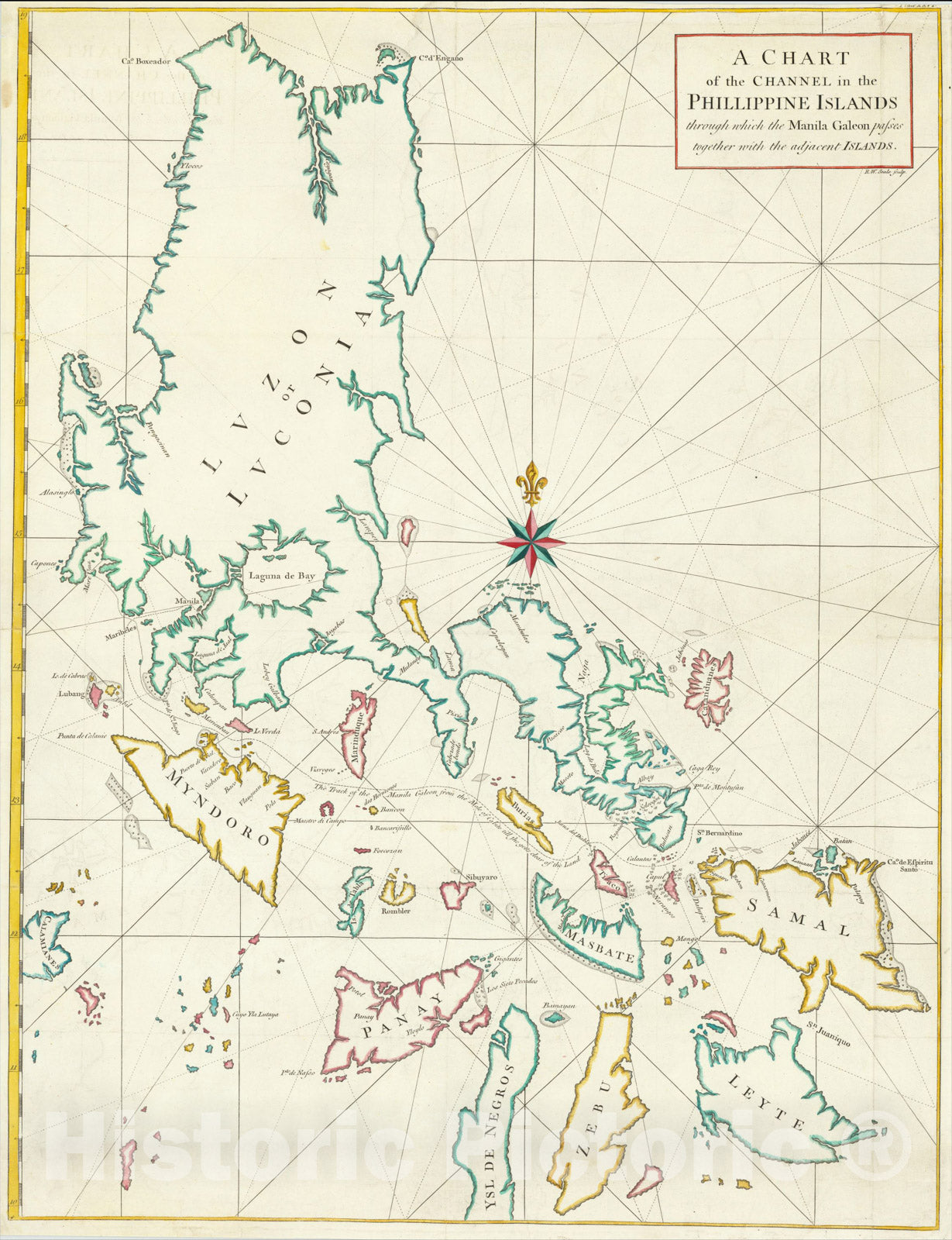 Historic Map : A Chart of the Channel in the Phillippine Islands through which the Manila Galeon passes together with adjacent Islands., 1748, George Anson, v2, Vintage Wall Art