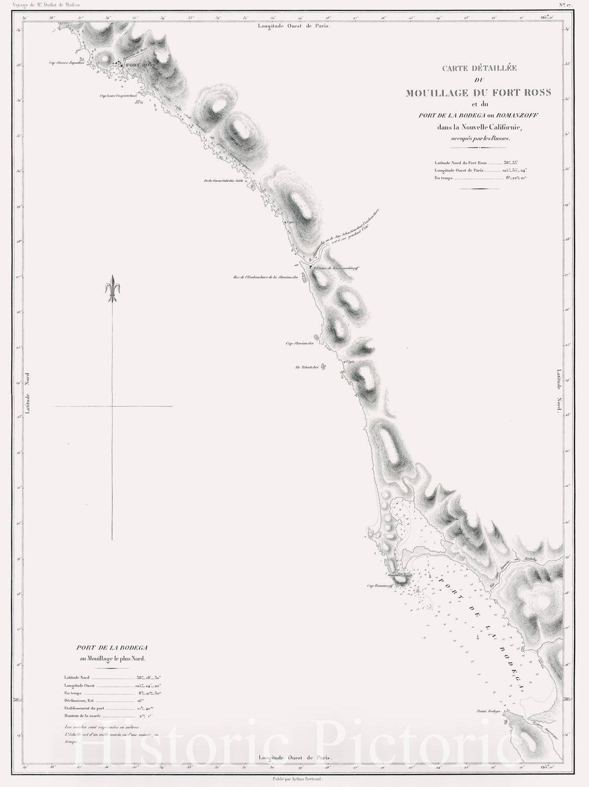 Fort Ross & Bodega Port, New California - 1844 Historical Map Print