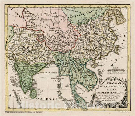 Historic Map : Indostan, Presqu'Isles De L'Inde, Chine, Tartarie Independente 1761, 1761, , Vintage Wall Art