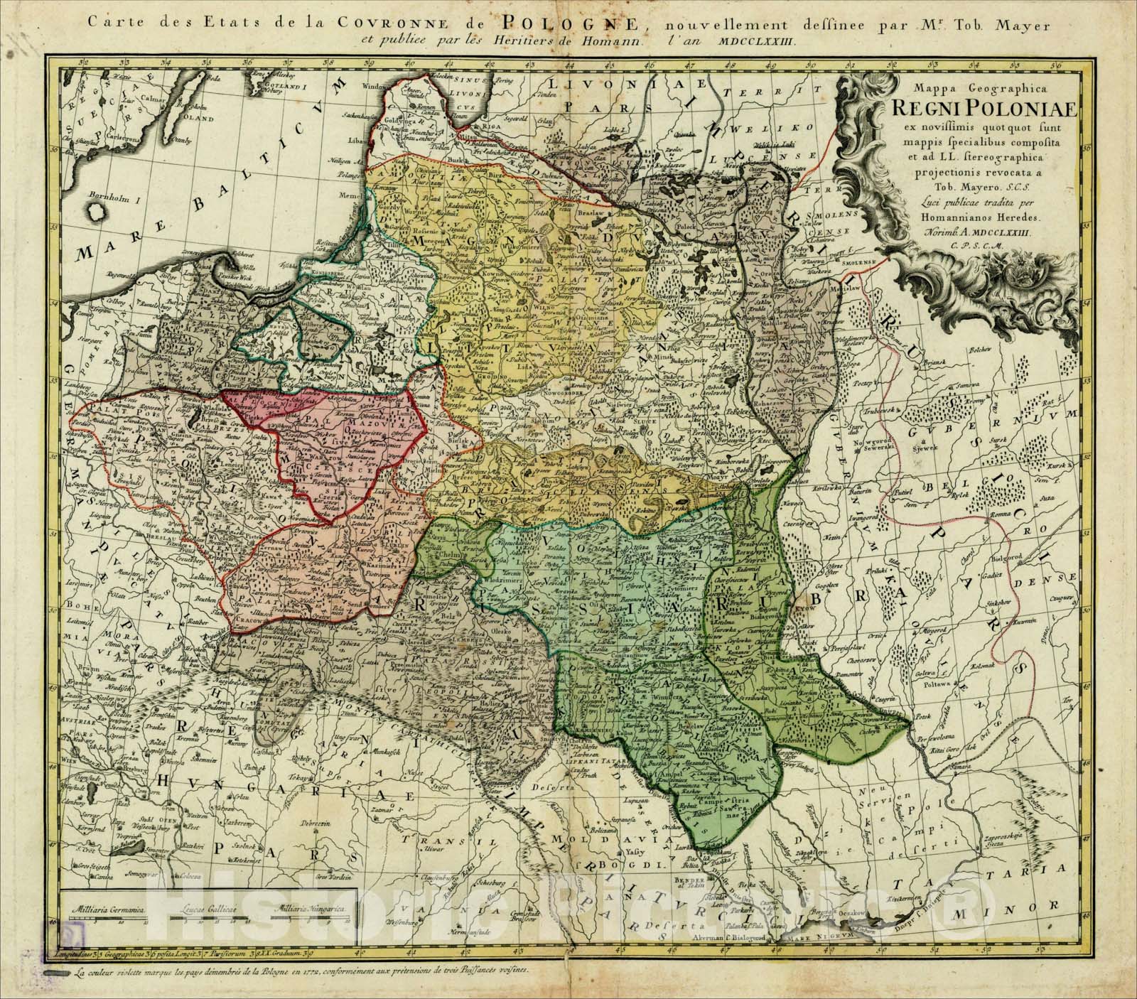 Historic Map : Mappa Geographica Regni Poloniae ex novissimis quotquot sunt mappis specialibus, 1773, Homann Heirs, Vintage Wall Art