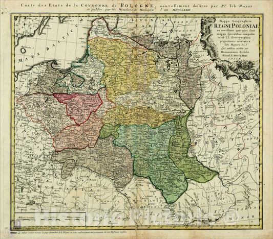 Historic Map : Mappa Geographica Regni Poloniae ex novissimis quotquot sunt mappis specialibus, 1773, Homann Heirs, Vintage Wall Art