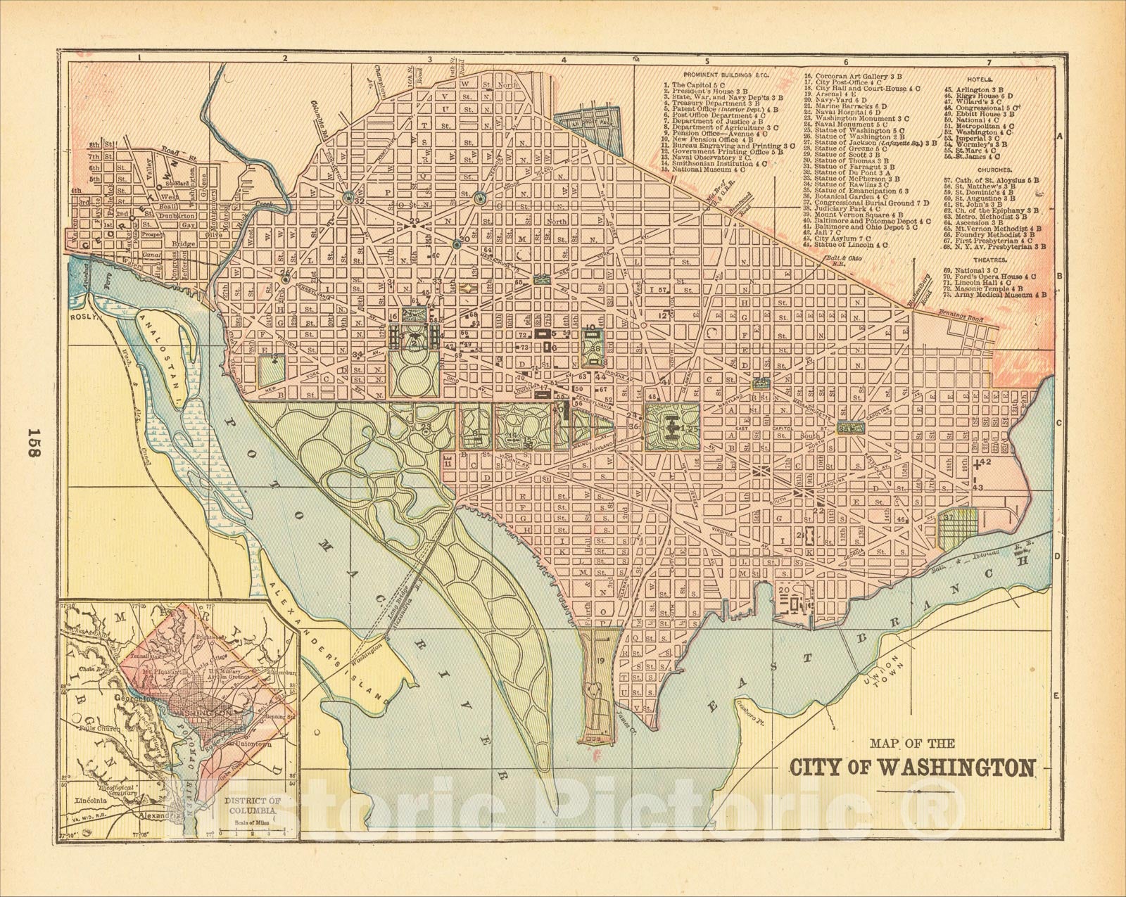 Historic Map : Map of the City of Washington, 1892, People's Publishing Co., Vintage Wall Art