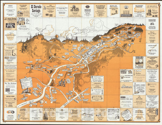 Historic Map : Placerville, California, c1975, , Vintage Wall Art