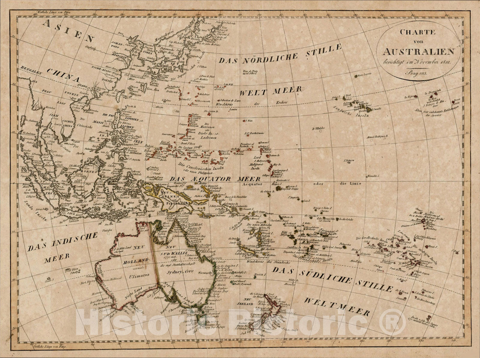 Historic Map : Charte von Australien berichtigt im November 1812, 1815, , Vintage Wall Art