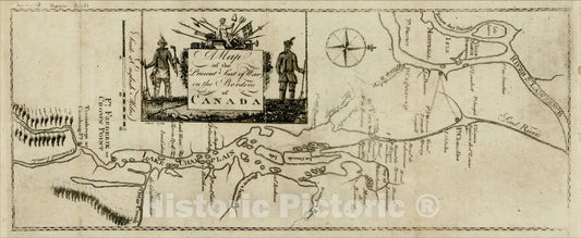 Historic Map : A Map of the Present Seat of War on the Borders of Canada, 1775, Pennsylvania Magazine, v1, Vintage Wall Art