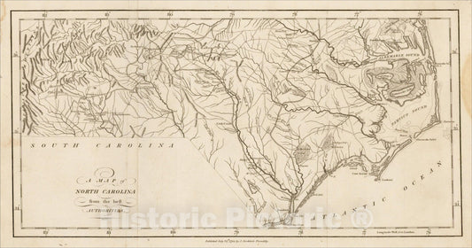 Historic Map : A Map of North Carolina From The Best Authorities, 1794, John Stockdale, Vintage Wall Art