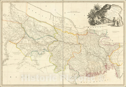 Historic Map : A Map of Bengal, Bahar, Oude & Allahabad with Part of Agra and Delhi, 1838, James Wyld, Vintage Wall Art