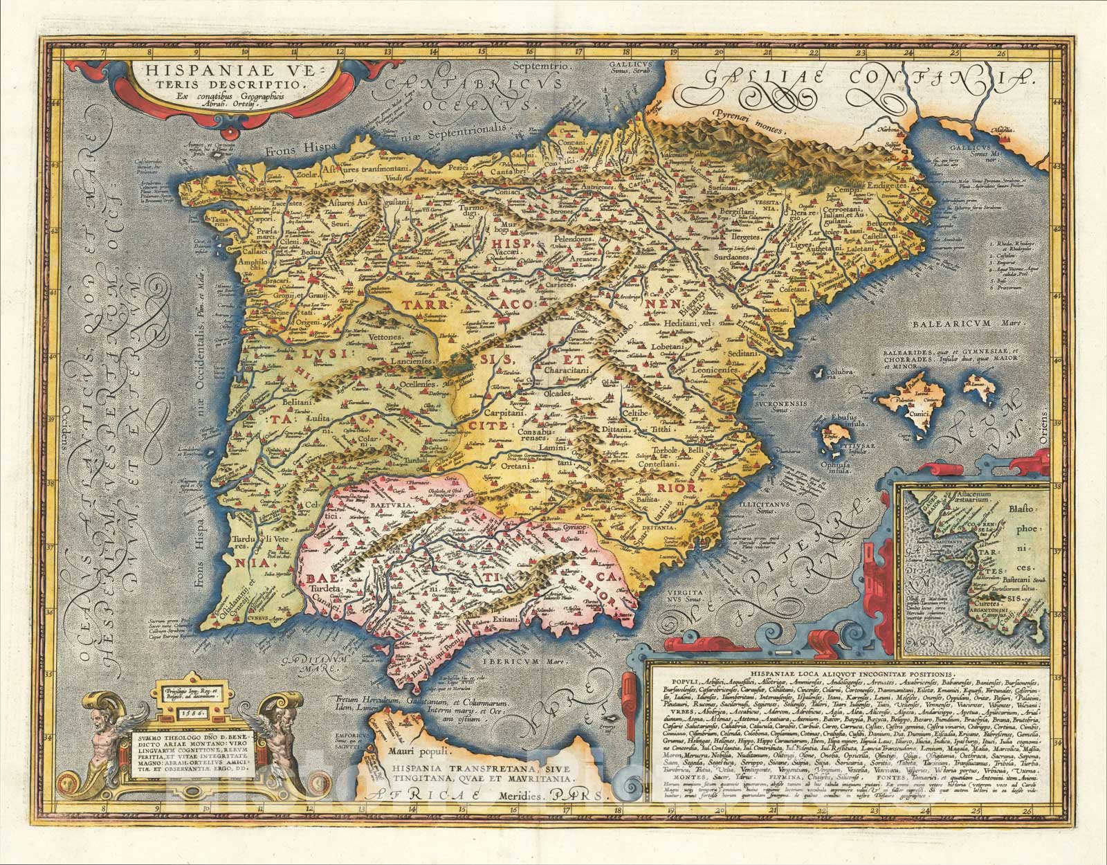 Historic Map : Hispaniae Veteris Descriptio, 1586, 1595, Abraham Ortelius, Vintage Wall Art