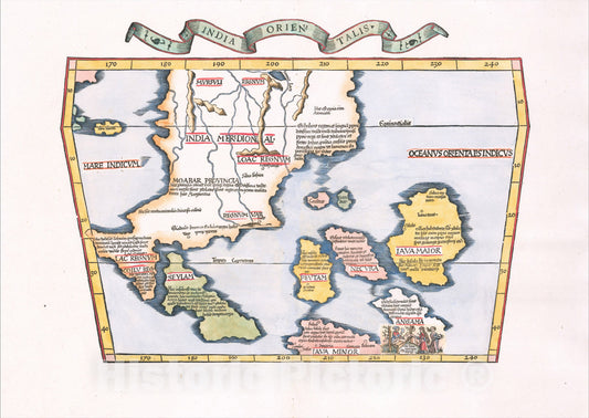 Historic Map : India Orientalis, 1522, Lorenz Fries, Vintage Wall Art