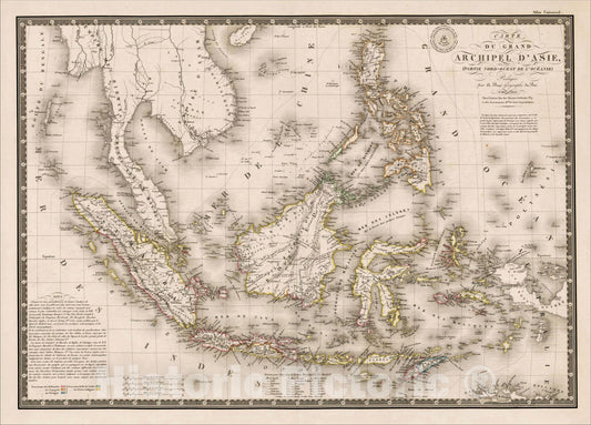Historic Map : Carte Du Grand Archipel D'Asie (Partie Nord-Oest De L'Oceanie), 1826, 1826, , Vintage Wall Art