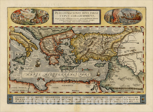 Historic Map : Peregrinationis Divi Pauli Typus Corographicus , 1608, , Vintage Wall Art