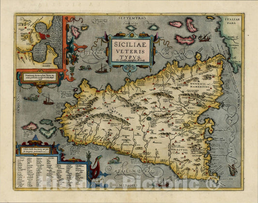 Historic Map : Siciliae Veteris Typus, ., 1609, , Vintage Wall Art