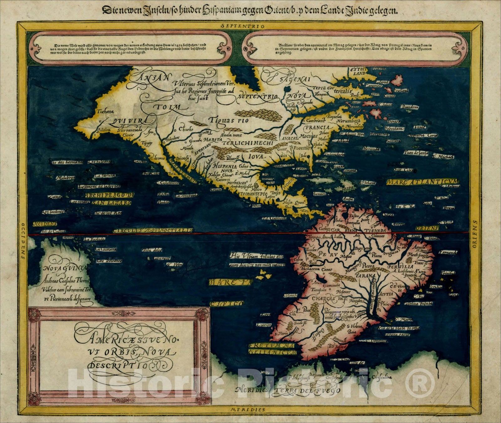 Historic Map : Americae Sive Novi Orbis Nova Descriptio, 1588, Sebastian M?nster, Vintage Wall Art
