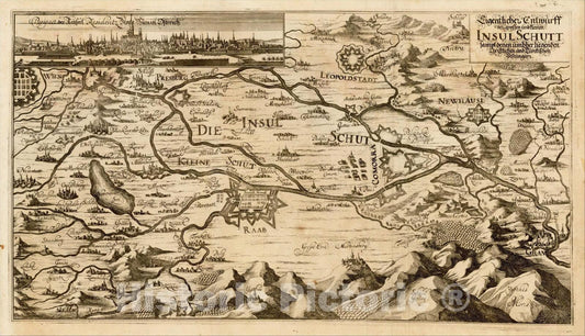 Historic Map : Eigentlicher Entwurff der Grossen unde Kleinen Insul Schutt, c1680, Anonymous, Vintage Wall Art