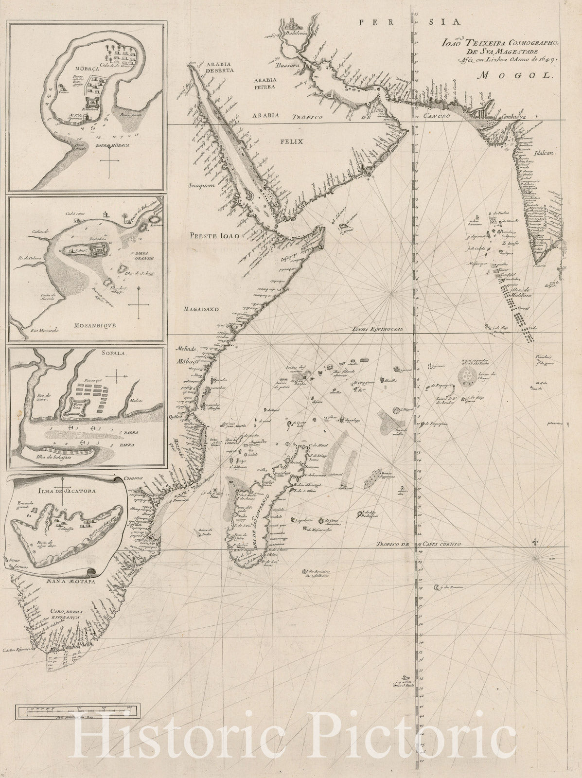 Historic Map : (Africa, Indian Ocean) Joao Teixeira Cosographo de sua Magestade, 1668, Melchisedec Thevenot, Vintage Wall Art
