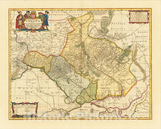 Historic Map : Typus Generalis Ukrainae sive Palatinatuum Podoliae, Kioviensis et Braczlaviensis terras nova delineatione exhibens, 1690, Peter Schenk, Vintage Wall Art