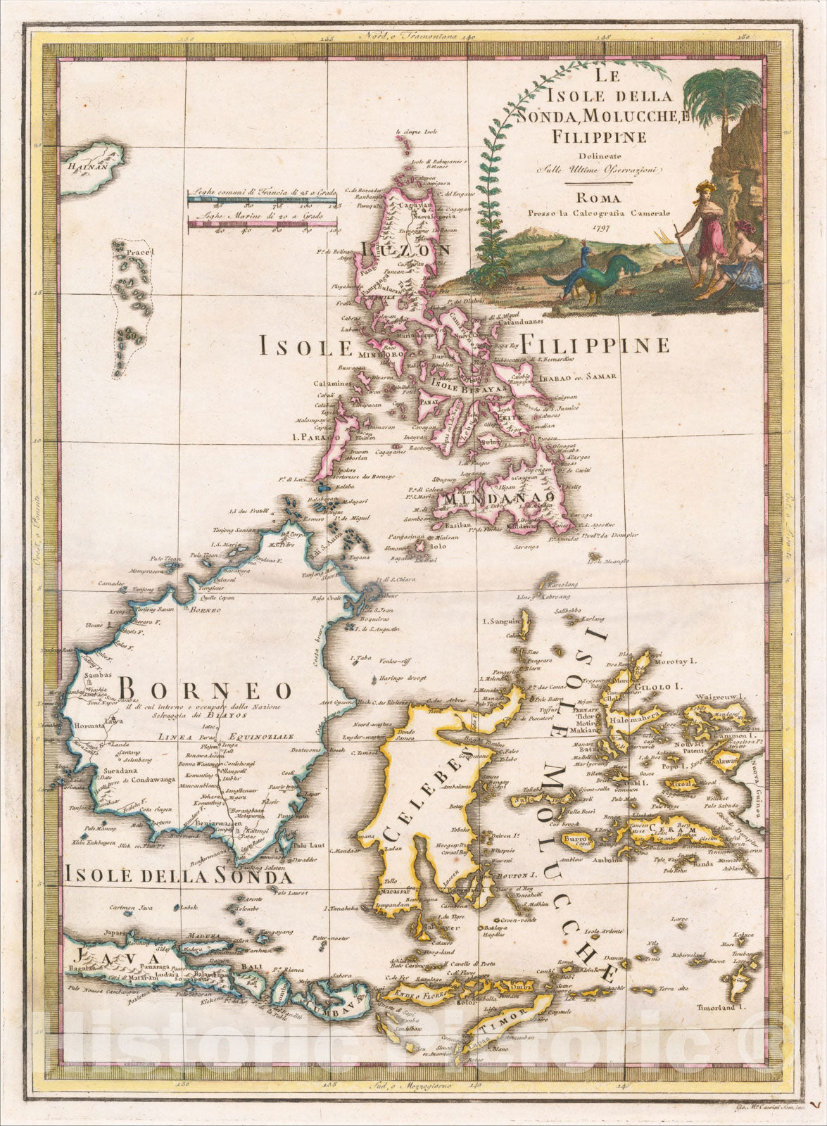 Historic Map : Le Isole Della Sonda, Molucche, E Filippine, 1797, 1797, Giovanni Maria Cassini, Vintage Wall Art