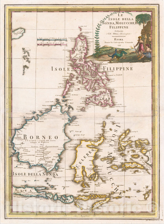 Historic Map : Le Isole Della Sonda, Molucche, E Filippine, 1797, 1797, Giovanni Maria Cassini, Vintage Wall Art
