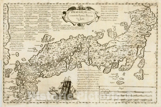 Historic Map : Descripcao nova, e exacta dos Reynos, e Provincias do Japao, 0, Miguel Le Bouteux, v2, Vintage Wall Art