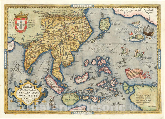 Historic Map : Indiae Orientalis Insularumque Adiacientium Typus, 1603, Abraham Ortelius, Vintage Wall Art