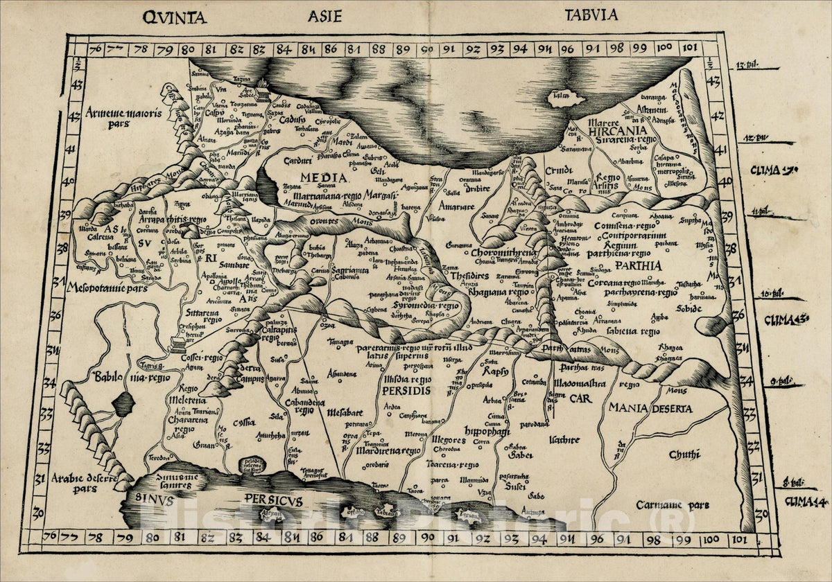 Historic Map : Quinta Asie Tabula, 1513, Martin Waldseem?ller, Vintage Wall Art