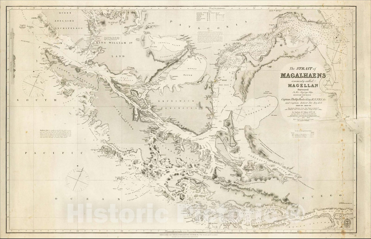 Historic Map : The Strait of Magalhaens commonly called Magellan, 1871, British Admiralty, Vintage Wall Art