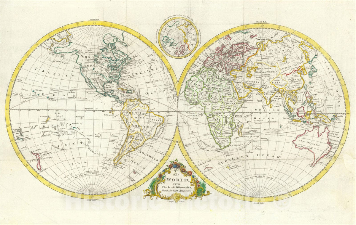 Historic Map : The World, with the latest Discoveries From the best Authorities, c1775, John Lodge, Vintage Wall Art