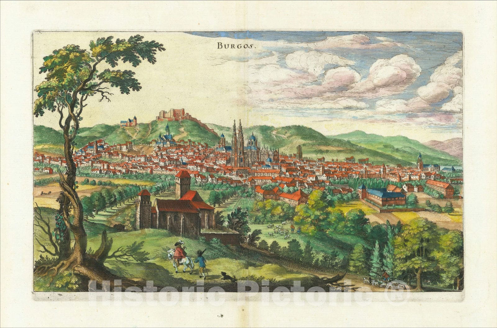 Historic Map : Burgos, 1638, Matthaus Merian, Vintage Wall Art