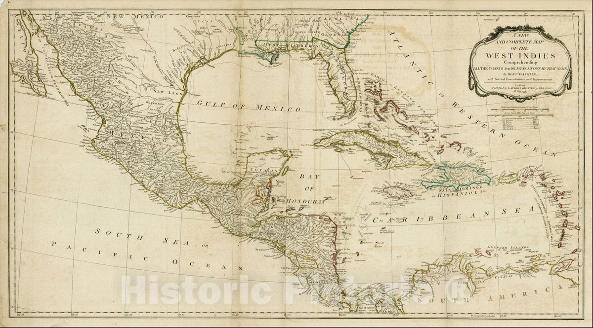 Historic Map : A New And Complete Map Of The West Indies Comprehending All The Coasts and Islands Known By That Name, 1794, 1794, Laurie & Whittle, Vintage Wall Art