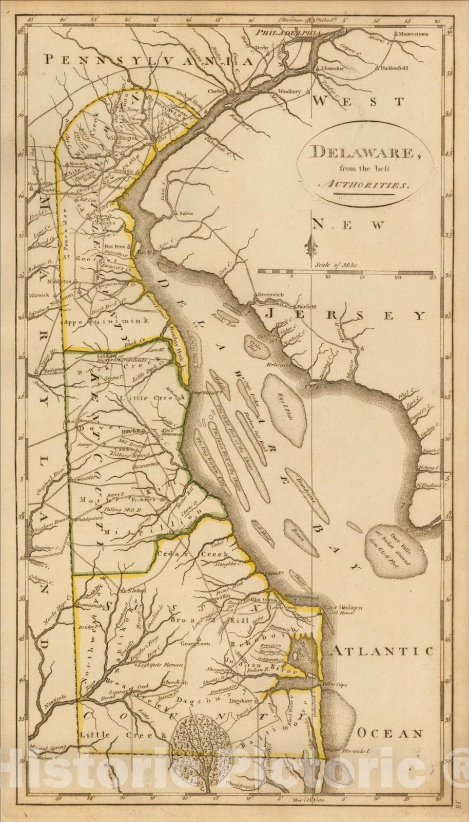 Historic Map : Delaware from the Best Authorities?, 1814, Mathew Carey, v3, Vintage Wall Art