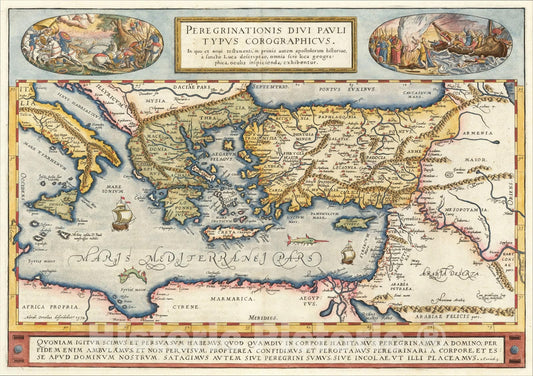Historic Map : Peregrinationis Divi Pauli Typus Corographicus , 1584, Abraham Ortelius, Vintage Wall Art