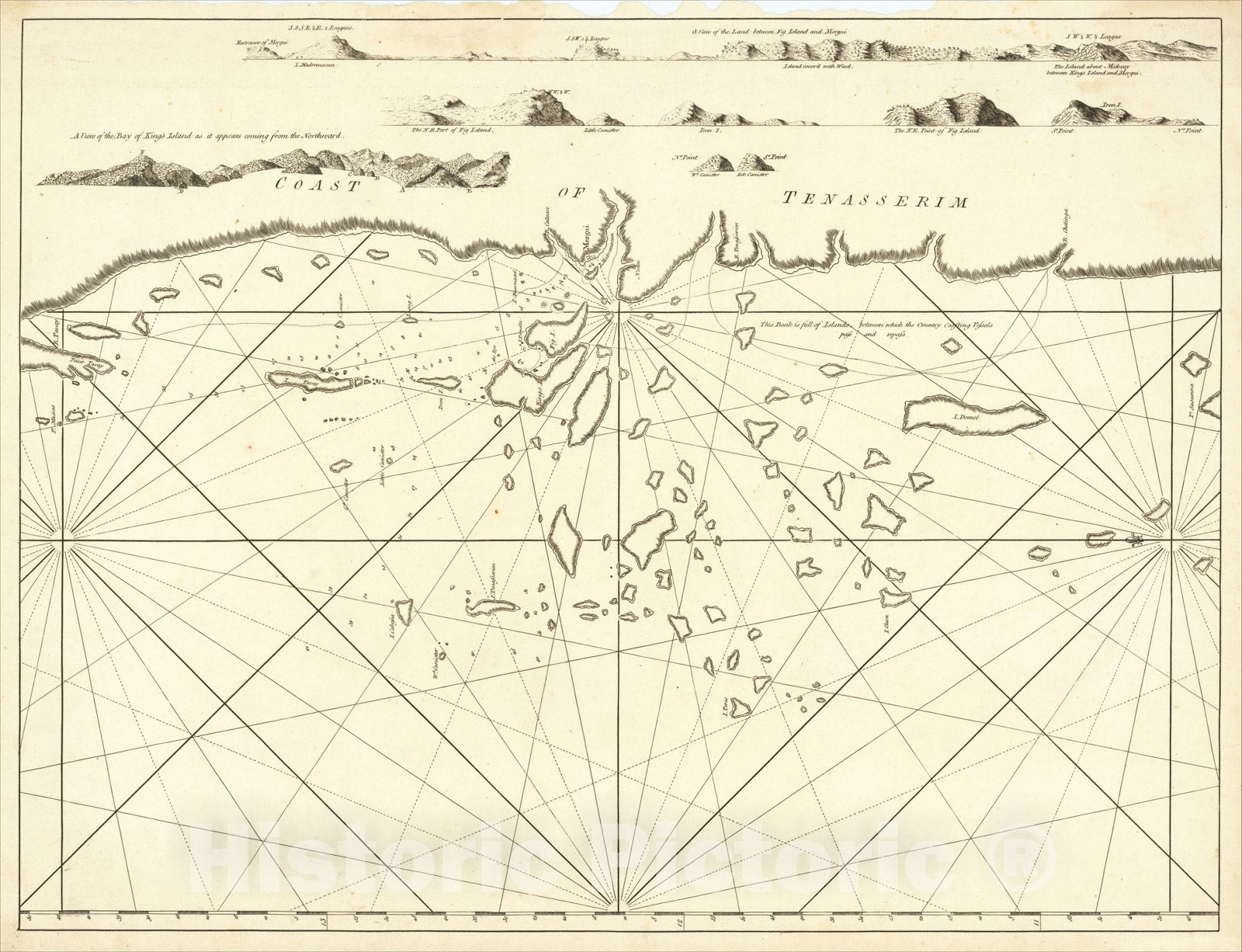 Historic Map : [Southwest Coast fo Myanmar - Myeik and Andaman Sea] Coast of Tenasserim, c1760, William Herbert, Vintage Wall Art