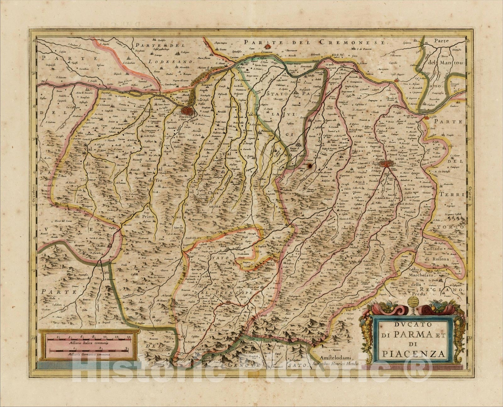 Historic Map : Ducato Di Parma Et Di Piacenza, c1640, , Vintage Wall Art