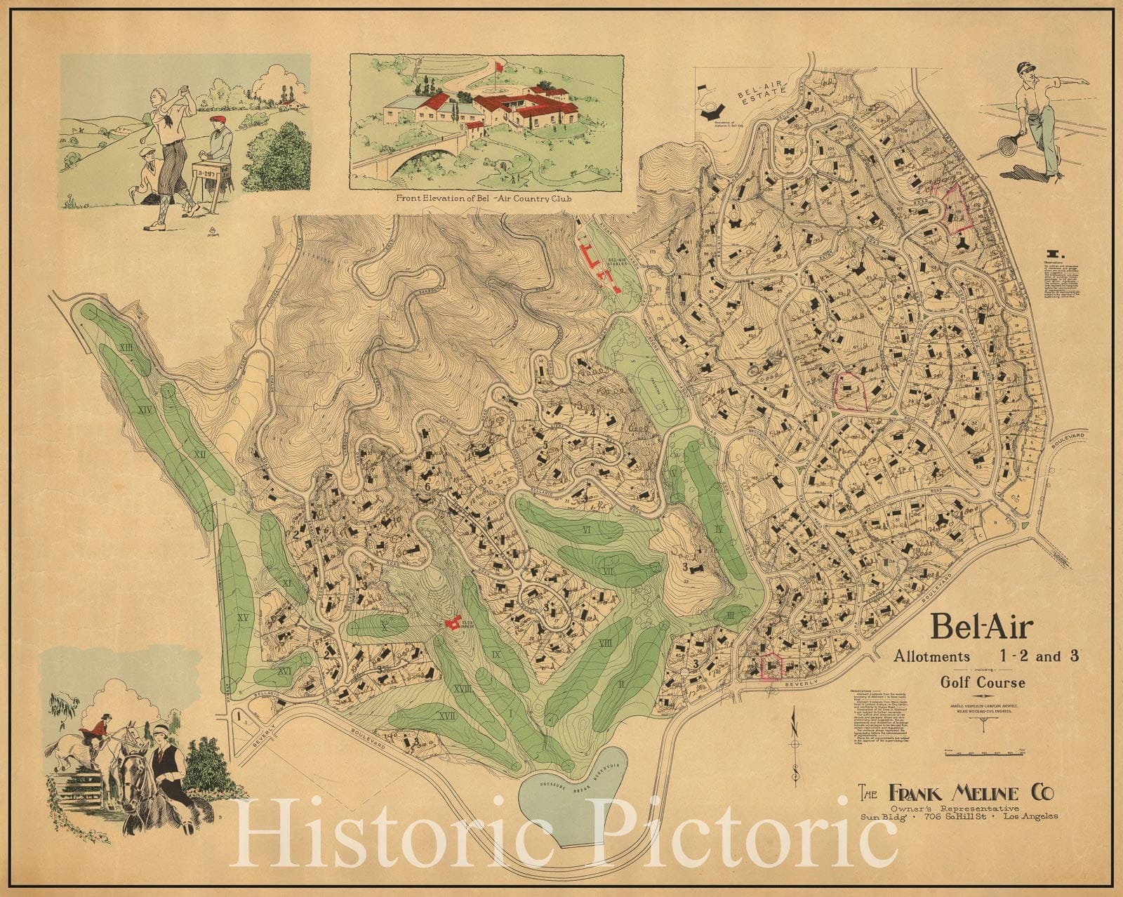 Historic Map : Bel-Air Allotments 1 to 5 Including Golf Course, , Vintage Wall Art