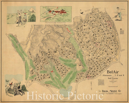 Historic Map : Bel-Air Allotments 1 to 5 Including Golf Course, , Vintage Wall Art