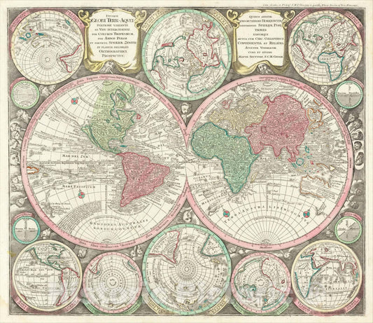 Historic Map : Diversi Globi Terr-Aquei Statione Variante Et Visu Intercedente Per Coluros Tropicorum, 1730, Matthaus Seutter, Vintage Wall Art